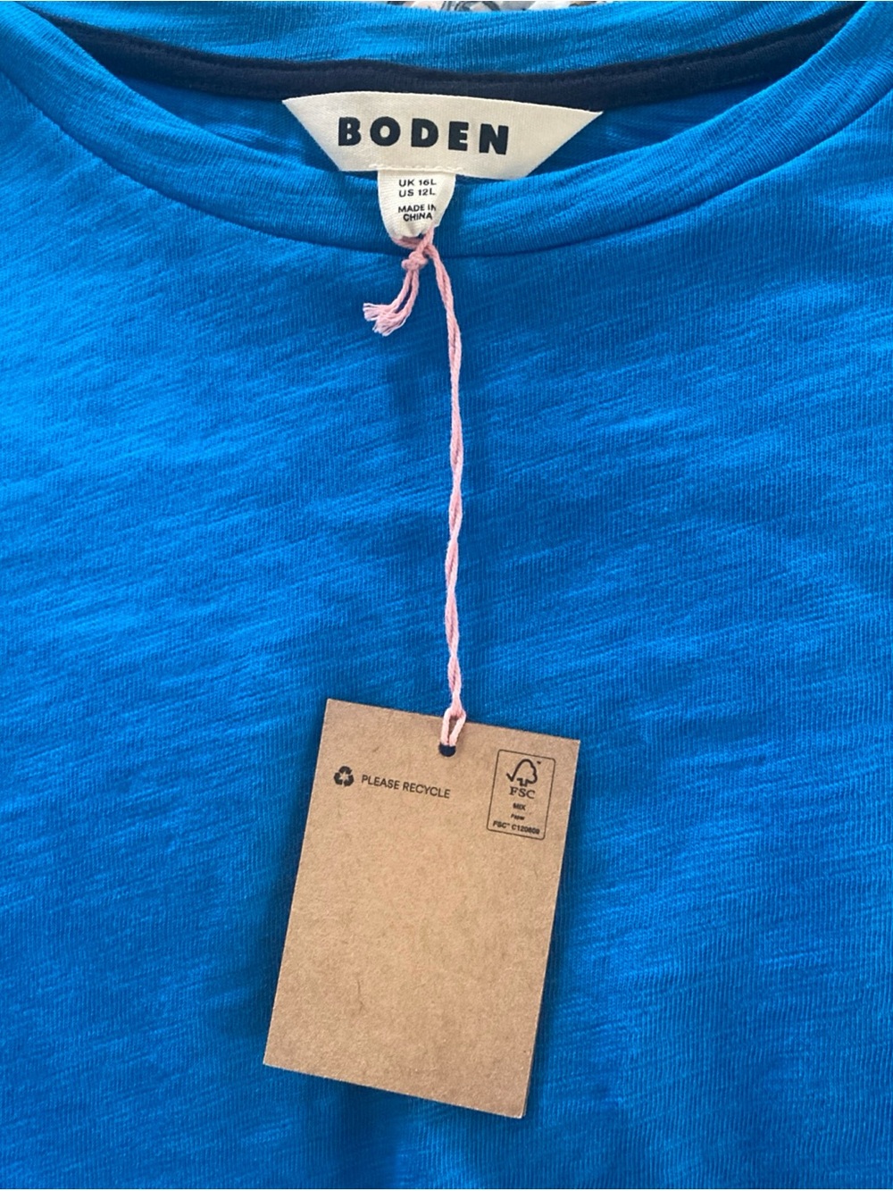 NWT Boden Blue Cotton Ruffle-Sleeve T shirt Dress women’s size 12 long - Picture 3 of 5